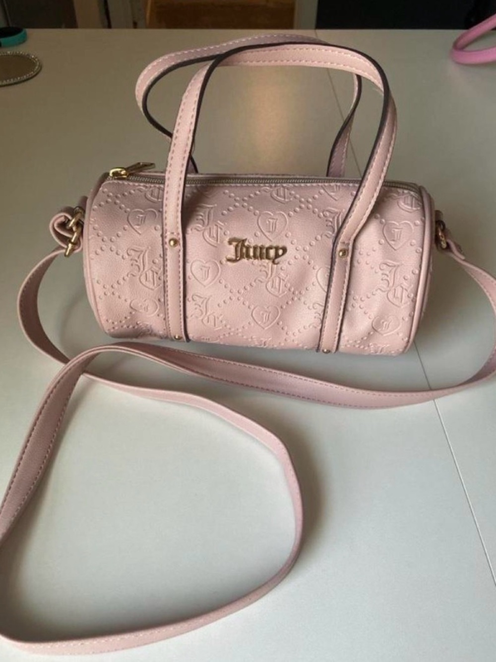 Juicy Couture heart pink barrel bag